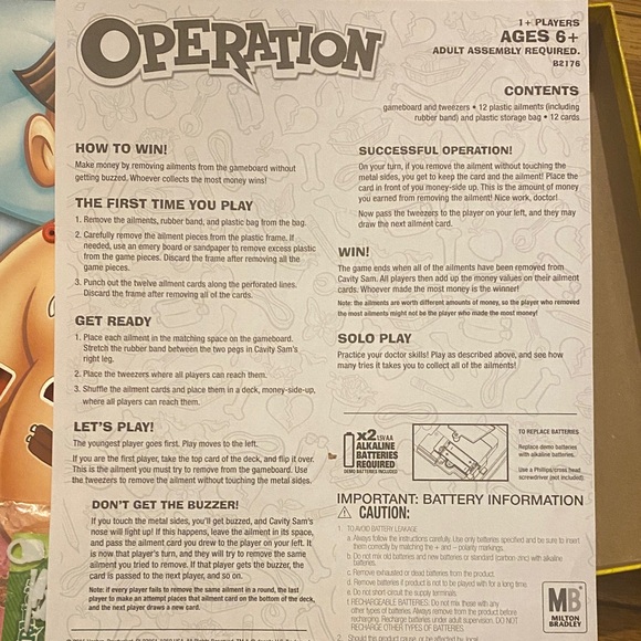 Hasbro Operation Game - Red, Yellow, Blue - Picture 5 of 9